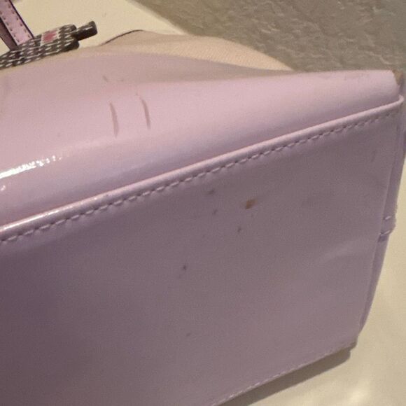 Kate Spade Leather Trim Canvas Tote Bag Natural Pink Logo Preppy Barbiecore - Picture 12 of 16